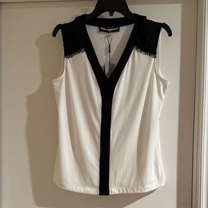 Karl Lagerfeld V-Neck Black and White Blouse